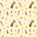 Pineapple yellow fruit a beige pattern watercolor