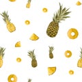 Pineapple yellow fruit a cute pattern watercolor