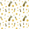 Pineapple yellow fruit simple pattern a watercolor