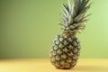 Pineapple on yellow and green background with copy space. Generative AI Royalty Free Stock Photo