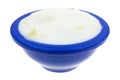 Pineapple yogurt in a blue dish