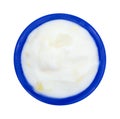 Pineapple yogurt in a blue dish