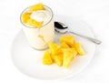 Pineapple yogurt with pineapple chunks