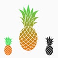 Pineapples or Ananas. Exotic fruit - icon, logo. Vector.