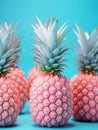 Pineapples on blue background. Tropical fruit. Minimal style.