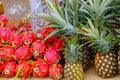 Pineapples and Dragonfruit Royalty Free Stock Photo