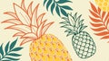 Pineapples and leaves pattern, tropical fruit design vector design Generative AI Royalty Free Stock Photo