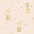 Pineapples. Seamless pattern with golden pineapple. Vector illustration.