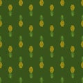 Pineapples seamless pattern. Hand-drawn. Tropical vector fruits Royalty Free Stock Photo