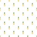 Pineapples seamless pattern. Hand-drawn. Tropical vector fruits Royalty Free Stock Photo