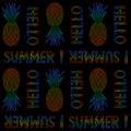 Pineapples seamless pattern. Tropical vector fruits. Linear style