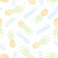 Pineapples seamless pattern. Tropical vector fruits. Linear style Royalty Free Stock Photo