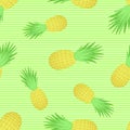 Pineapples seamless pattern. Tropical vector fruits. Linear style