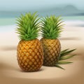 Pineapples on seaside