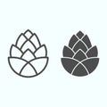 Pinecone brewery plant line and solid icon. One single flower of pine cone. Autumn season vector design concept, outline Royalty Free Stock Photo