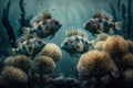 Pinecone Fish Underwater Lush Nature by Generative AI Royalty Free Stock Photo