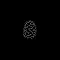 Pinecone Isolated Vector Icon white solhouette on black background Royalty Free Stock Photo