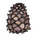 Pinecone Pine Lump Isolated On a White Background Doodle Cartoon Hand Drawn Sketch Vector. Royalty Free Stock Photo