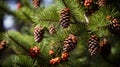 a pinecones on a tree