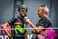 Pinerolo, Italy May 27, 2016; Alejandro Valverde, Movistar Team, to the podium signatures before the start of the Stage