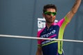 Pinerolo, Italy May 27, 2016; Diego Ulissi, Lampre Team, to the podium signatures before the start of the hard mountain stage Royalty Free Stock Photo