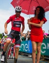 Pinerolo, Italy May 27, 2016; Giacomo Nizzolo, Treck Segafredo Team, in red jersey ready to start for the stage.