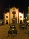 Pinerolo town, church and night in Piedmont region, Italy