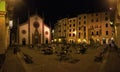 Pinerolo town, church and night in Piedmont region, Italy