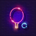 Ping pong neon icon. Table tennis racket and ball. Vector illustration for design. Sports concept Royalty Free Stock Photo