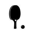 Ping Pong Paddle and Ball Black and White Icon Design Element on Isolated White Background Royalty Free Stock Photo