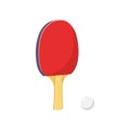 Ping Pong Paddle and Ball Flat Illustration. Clean Icon Design Element on Isolated White Background Royalty Free Stock Photo