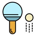 Ping pong paddle and ball icon color outline vector Royalty Free Stock Photo