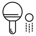 Ping pong paddle and ball icon, outline style Royalty Free Stock Photo