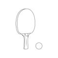 Ping Pong Paddle and Ball Outline Icon Illustration on White Background Royalty Free Stock Photo