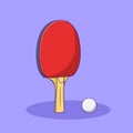 Ping Pong Paddle and Ball Vector Icon Illustration with Outline for Design Element, Clip Art, Web, Landing page, Sticker, Banner. Royalty Free Stock Photo