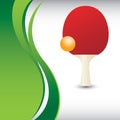 Ping pong paddle and ball on vertical green wave