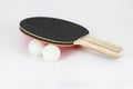 Ping pong paddle with balls Royalty Free Stock Photo