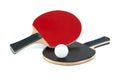 Ping pong paddles and balls isolated on white background Royalty Free Stock Photo