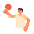 Ping pong player hitting ball with paddle semi flat colorful vector character Royalty Free Stock Photo