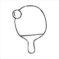 Ping pong racket and ball doodle icon Royalty Free Stock Photo