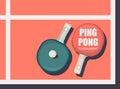 Ping pong racket with ball. Table tennis sport equipment poster vector illustration for table tennis day.Ping pong banner Royalty Free Stock Photo
