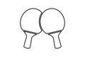 Ping pong racket icon. Two crossed ping pong rackets. Table tennis black and white line icon