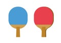 Ping pong racket icon vector or table tennis racquet small isolated on white flat and 3d red and blue color graphic illustration, Royalty Free Stock Photo