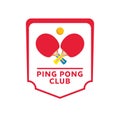 Ping-pong rackets and ball isolated banner. Table tennis emblem, sport club symbol. Vector illustration