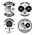 Ping pong set of four vector vintage emblems Royalty Free Stock Photo