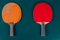 Ping pong table, rackets and balls in a sport hall. Table tennis sport concept Royalty Free Stock Photo