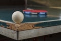 Ping pong table, rackets and balls in a sport hall. Table tennis sport concept Royalty Free Stock Photo