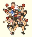 Ping Pong, Table Tennis players action cartoon sport graphic Royalty Free Stock Photo