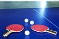 Ping pong table tennis racket,ball. Royalty Free Stock Photo