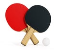 Ping pong or table tennis rackets isolated on white background. 3D illustration